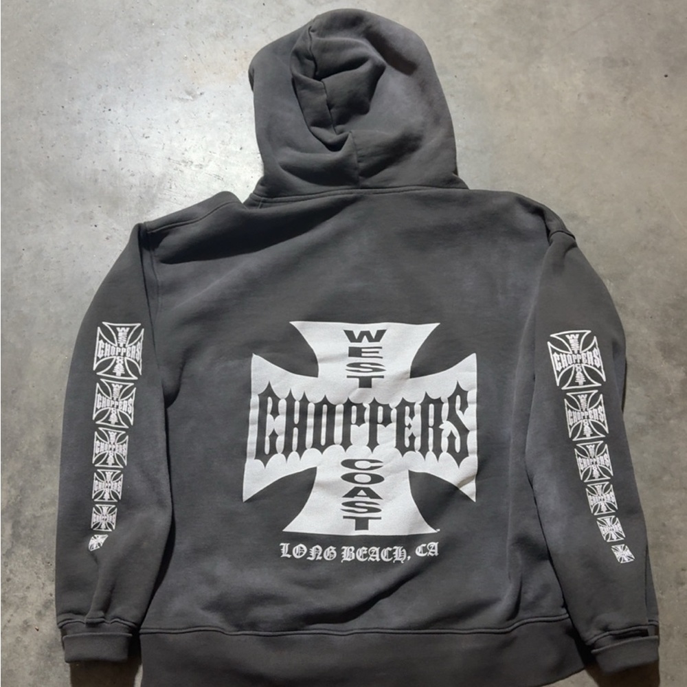Vintage West Coast Choppers Full Zip Hoodie Jesse James L Grey 2000s